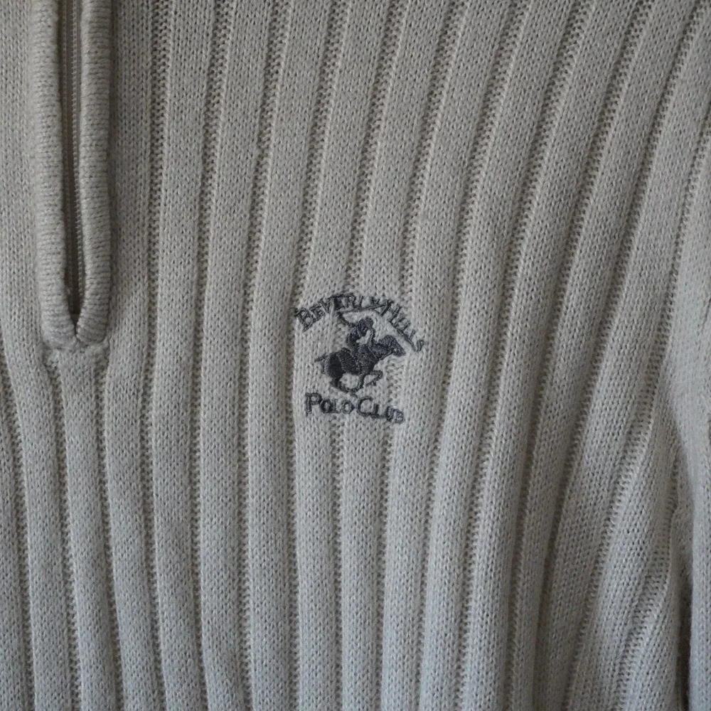Beverly Hills Polo Club Sweater‎ cream tan Size L 1/4 zip